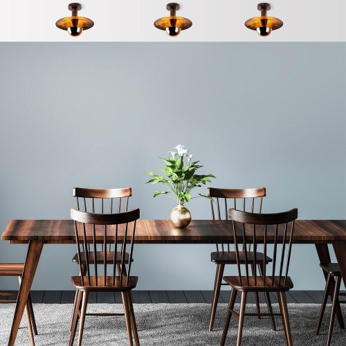 Elegant copper chandelier, metal body, 28 cm diameter x 26 cm height | IP20 rating, 1 x G9 socket (max. 10 W) | Stylish lighting fixture for modern home furnishings and dining rooms, durable and elegant design