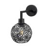 Modern Black Wall Lamp, MDF Body, 60 x 12 x 33 cm, E27 Socket (Max 40W), IP20, Pluggable, Laser-Cut Design, Stylish & Functional Lighting for Any Space