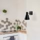 Modern Black Wall Lamp, MDF Body, 60 x 12 x 33 cm, E27 Socket (Max 40W), IP20, Pluggable, Laser-Cut Design, Stylish & Functional Lighting for Any Space