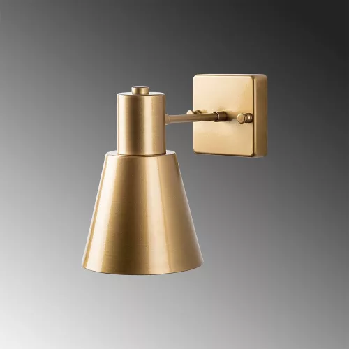 Elegant gold wall lamp, metal housing, 14 x 24 x 21 cm | Cap diameter: 14 cm, height: 13 cm | E27 socket, max 40W | IP20 rated | Perfect for Glam and Scandinavian interior design, hotel style lighting