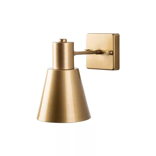 Elegant gold wall lamp, metal housing, 14 x 24 x 21 cm | Cap diameter: 14 cm, height: 13 cm | E27 socket, max 40W | IP20 rated | Perfect for Glam and Scandinavian interior design, hotel style lighting