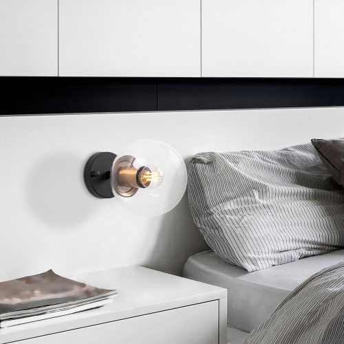 Modern Black Wall Lamp, MDF Body, 60 x 12 x 33 cm, E27 Socket (Max 40W), IP20, Pluggable, Laser-Cut Design, Stylish & Functional Lighting for Any Space