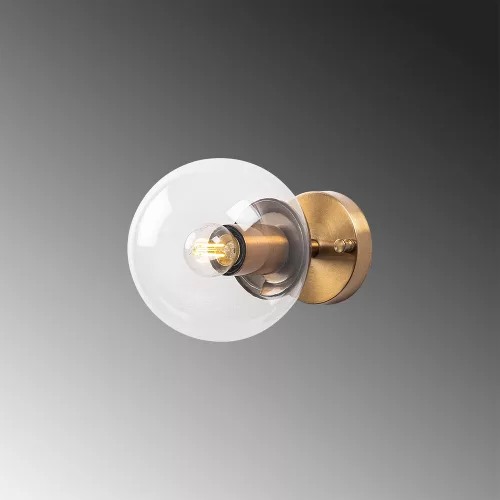 Vintage wall lamp with metal housing and glass cap, 15 x 15 cm, Height: 24 cm | E14 socket, max 15W | Elegant copper coating, modern Glam design for home and office decoration, IP20 rating