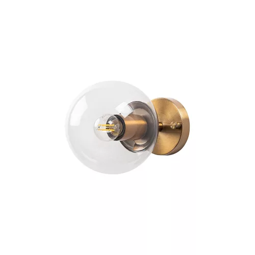 Vintage wall lamp with metal housing and glass cap, 15 x 15 cm, Height: 24 cm | E14 socket, max 15W | Elegant copper coating, modern Glam design for home and office decoration, IP20 rating