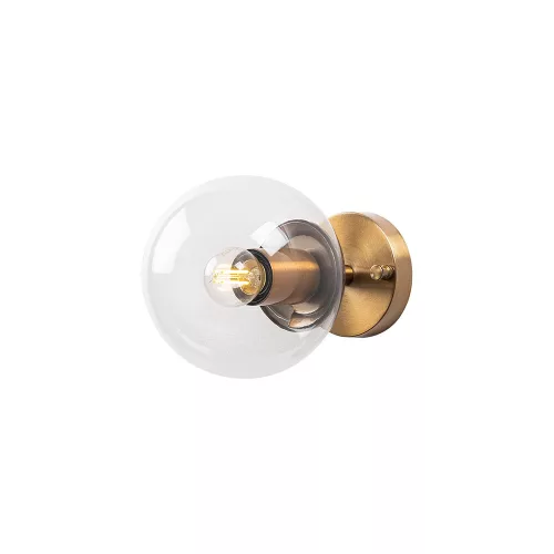 Vintage wall lamp with metal housing and glass cap, 15 x 15 cm, Height: 24 cm | E14 socket, max 15W | Elegant copper coating, modern Glam design for home and office decoration, IP20 rating