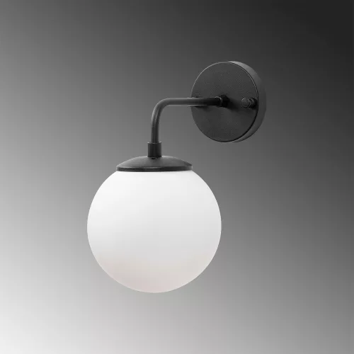 Stylish wall lamp, metal housing, with glass cap, 15 x 27 x 25 cm | Black & Cream, E14 Socket, Max 40W | Modern industrial design, perfect for Scandinavian and modern decor | IP20 rated