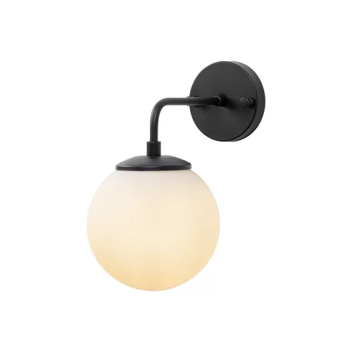 Stylish wall lamp, metal housing, with glass cap, 15 x 27 x 25 cm | Black & Cream, E14 Socket, Max 40W | Modern industrial design, perfect for Scandinavian and modern decor | IP20 rated