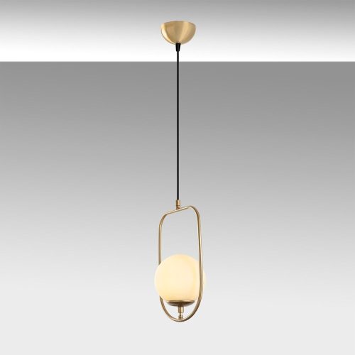 Elegant golden chandelier, metal body, width 20 cm, height adjustable (42-171 cm), IP 20, E14 socket (max. 40 W), stylish lighting for home and office, perfect for modern decoration, cable length 90 cm.