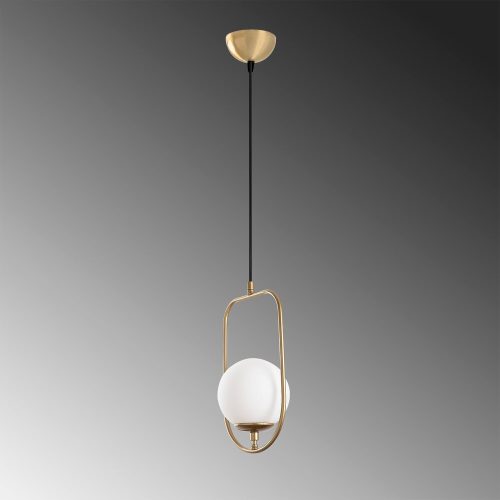 Elegant golden chandelier, metal body, width 20 cm, height adjustable (42-171 cm), IP 20, E14 socket (max. 40 W), stylish lighting for home and office, perfect for modern decoration, cable length 90 cm.
