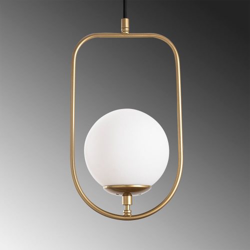 Elegant golden chandelier, metal body, width 20 cm, height adjustable (42-171 cm), IP 20, E14 socket (max. 40 W), stylish lighting for home and office, perfect for modern decoration, cable length 90 cm.