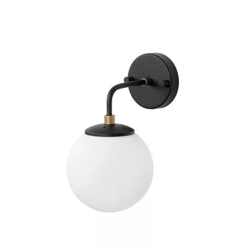 Stylish wall lamp with metal housing and glass cap, 15 x 21 x 27 cm | Antique cream and black finish | E14 socket, max 40W | Perfect for industrial, Scandinavian and country decor | IP20 rated