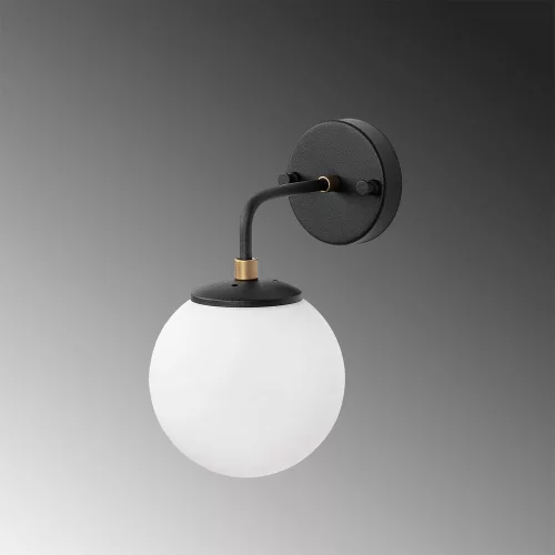 Stylish wall lamp with metal housing and glass cap, 15 x 21 x 27 cm | Antique cream and black finish | E14 socket, max 40W | Perfect for industrial, Scandinavian and country decor | IP20 rated