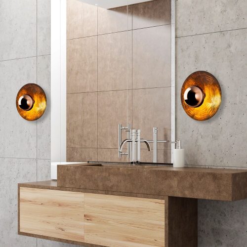 Stylish copper wall lamp, metal housing, 38 cm diameter x 31 cm height | IP20, G9 socket (max. 10 W) | Elegant lighting for modern interior design, perfect for living room and bedroom atmosphere