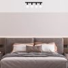 Modern Black Wall Lamp, MDF Body, 60 x 12 x 33 cm, E27 Socket (Max 40W), IP20, Pluggable, Laser-Cut Design, Stylish & Functional Lighting for Any Space