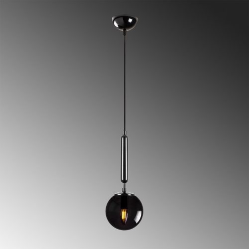 Industrial black chandelier, adjustable height 15 x 15 x 49 cm, metal housing with glass cap, maximum bulb size E14, 220-240 V, perfect for Scandinavian and abstract decoration, stylish lighting solution