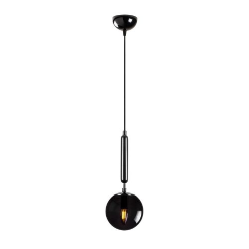 Industrial black chandelier, adjustable height 15 x 15 x 49 cm, metal housing with glass cap, maximum bulb size E14, 220-240 V, perfect for Scandinavian and abstract decoration, stylish lighting solution