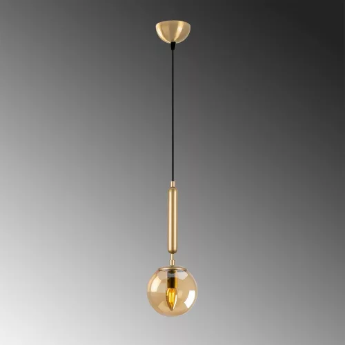 Elegant golden chandelier, metal body, adjustable height (15 x 15 x 49 cm, max. height 139 cm) | Stylish Scandinavian design, perfect for living room and dining room | E14 socket, max 40 W (bulb not included)
