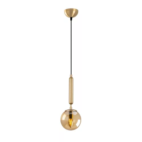 Elegant golden chandelier, metal body, adjustable height (15 x 15 x 49 cm, max. height 139 cm) | Stylish Scandinavian design, perfect for living room and dining room | E14 socket, max 40 W (bulb not included)