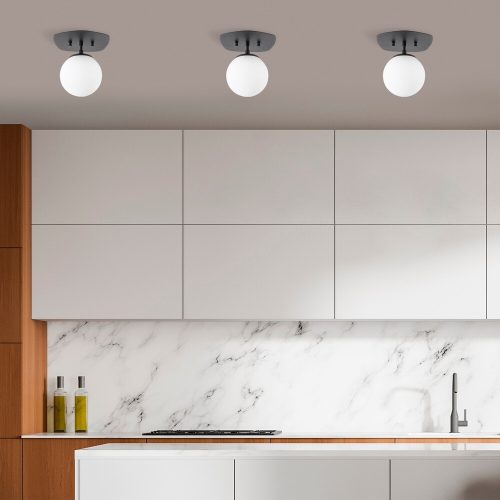 Stylish chandelier with metal body and glass cap, 20 x 25 x 25 cm, black and yellow | E14 socket, max 40W, IP20 | Perfect for traditional, industrial and Scandinavian decor, elegant lighting solutions