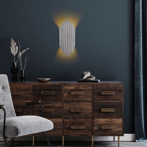 Modern Black Wall Lamp, MDF Body, 60 x 12 x 33 cm, E27 Socket (Max 40W), IP20, Pluggable, Laser-Cut Design, Stylish & Functional Lighting for Any Space