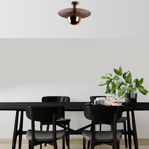 Elegant copper chandelier, metal body, 48 cm diameter x 35 cm height | IP20 rating, G9 socket (max. 10 W) | Stylish lighting fixture for modern interior design, dining room and living spaces