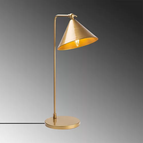 Elegant gold table lamp, metal housing, 24 x 26 x 50 cm | Cap diameter: 19 cm, height: 17 cm | IP20, E14 socket, max 40W | Modern Scandinavian design, perfect for Glam home decor and lighting