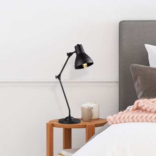 Stylish metal table lamp, black and gold, 16 x 27 x 55 cm | IP20, E14 Socket, 40W Max, 200 cm Cable | Modern industrial design with on/off button, perfect for home and office decoration