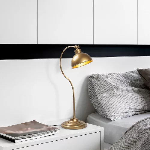 Elegant gold table lamp, metal housing, 19 x 29 x 58 cm | 16 cm diameter cap, E27 socket, max 40W | Perfect for modern and Scandinavian decoration, stylish lighting for home and office spaces