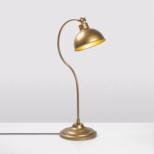 Elegant gold table lamp, metal housing, 19 x 29 x 58 cm | 16 cm diameter cap, E27 socket, max 40W | Perfect for modern and Scandinavian decoration, stylish lighting for home and office spaces