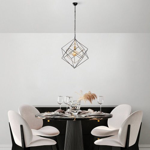 Industrial Chandelier with Metal Body, Black & Antique Finish, 51 x 51 x 113 cm | E27 Socket, Max 40W | Stylish Lighting for Modern Homes, Dining Rooms & Offices, Durable & Elegant Design