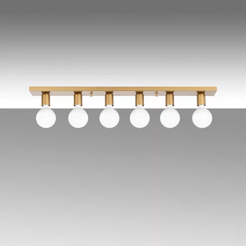 Elegant gold chandelier, metal body, 91 x 10 x 10 cm | 6 E27 sockets (max. 40 W) | IP20 rated | Glam Scandinavian design for modern living spaces, dining rooms and entrances