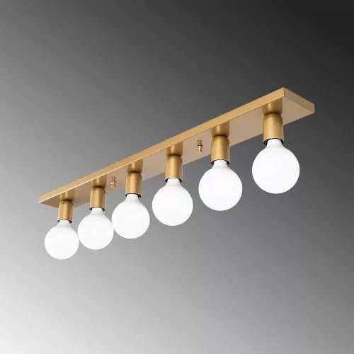 Elegant gold chandelier, metal body, 91 x 10 x 10 cm | 6 E27 sockets (max. 40 W) | IP20 rated | Glam Scandinavian design for modern living spaces, dining rooms and entrances