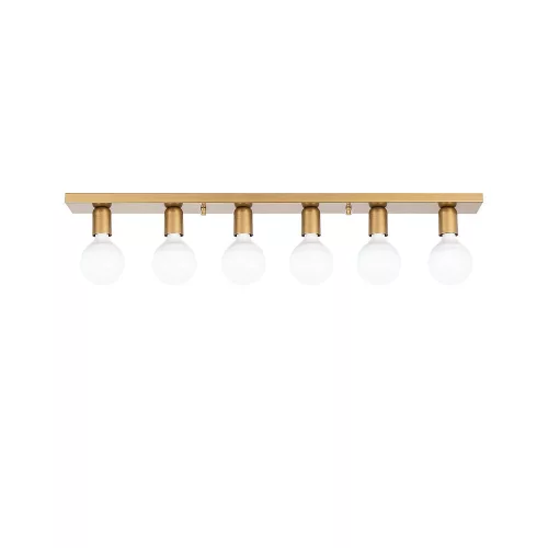 Elegant gold chandelier, metal body, 91 x 10 x 10 cm | 6 E27 sockets (max. 40 W) | IP20 rated | Glam Scandinavian design for modern living spaces, dining rooms and entrances