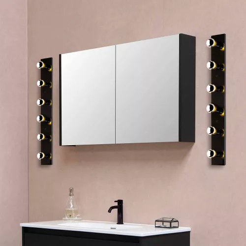 Industrial wall lamp, black and gold, 10 x 10 x 91 cm | Metal housing, IP20, 6 x E27 Max 40W | Stylish monochrome design for modern interior design, perfect for living room and office space