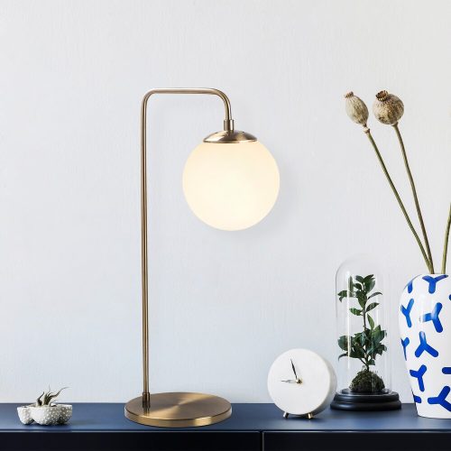 Elegant table lamp with metal body and glass cap, vintage copper design, 17 x 25 x 55 cm | On/Off button on the cable, E14 socket, max 40W | Perfect for modern and Scandinavian decor