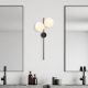 Modern Wall Lamp with Metal Body & Glass Cap, Black & Cream, 32 x 27 x 72 cm | 2 x E14 Socket (Max 40W) | Stylish Industrial & Scandinavian Design for Home & Office | IP20 Rated