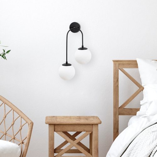 Modern Black Wall Lamp, MDF Body, 60 x 12 x 33 cm, E27 Socket (Max 40W), IP20, Pluggable, Laser-Cut Design, Stylish & Functional Lighting for Any Space