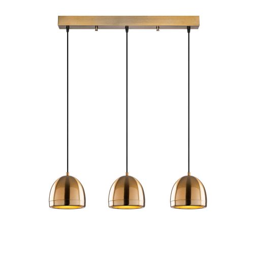 Elegant Vintage chandelier, copper coating, 62 x 17 x 110 cm | Metal housing, adjustable height, 3 x E27 sockets (max. 40W) | Perfect for modern Glam and Scandinavian decor, IP20 rated