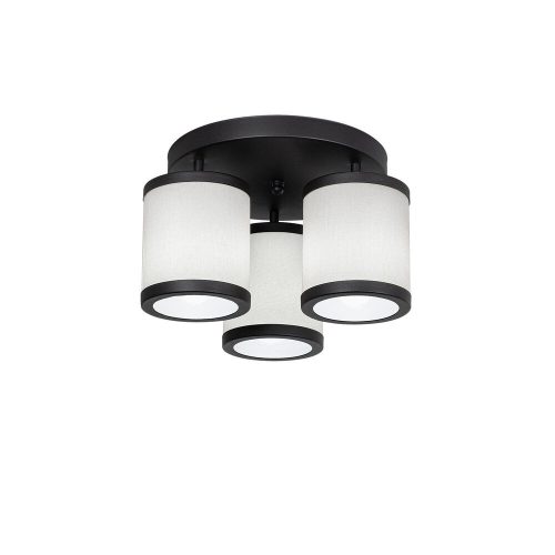 Modern Scandinavian chandelier, black and white, 40 x 40 x 22 cm | Metal housing, fabric cap (14 cm), 3 x E27 Max 40W | Stylish lighting for home and office use, elegant design, IP20 rating