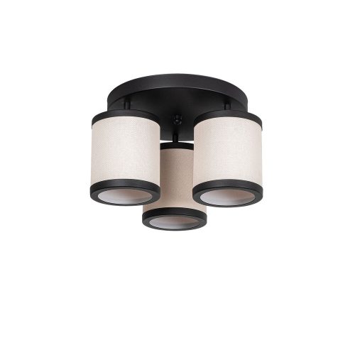 Modern Scandinavian chandelier, black and white, 40 x 40 x 22 cm | Metal housing, fabric cap (14 cm), 3 x E27 Max 40W | Stylish lighting for home and office use, elegant design, IP20 rating