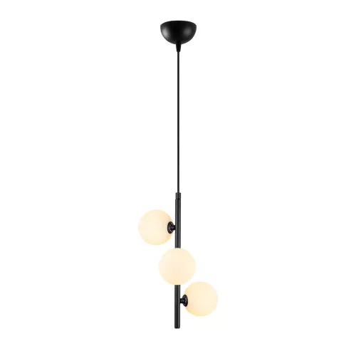 Modern industrial chandelier, black and white, 36 x 36 x 46 cm | Adjustable height up to 131 cm | Metal housing with glass cap, 3 x G9 socket (bulb not included) | Stylish lighting for Scandinavian and innovative decoration