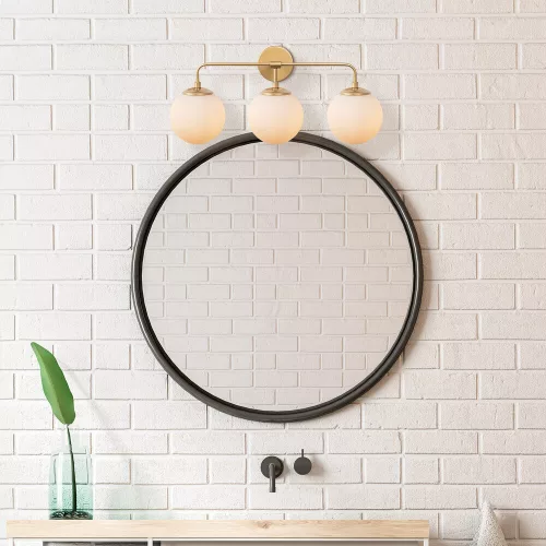Modern gold wall lamp, metal housing, with glass cap, 56 x 21 x 27 cm | IP20, 3 x E14 Max 40W | Elegant Scandinavian design for charming interior design and ambient lighting