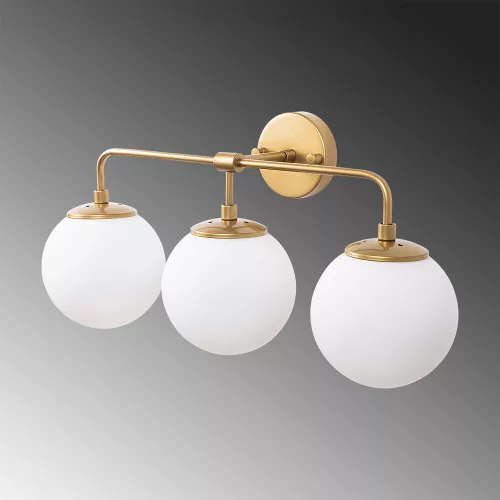 Modern gold wall lamp, metal housing, with glass cap, 56 x 21 x 27 cm | IP20, 3 x E14 Max 40W | Elegant Scandinavian design for charming interior design and ambient lighting