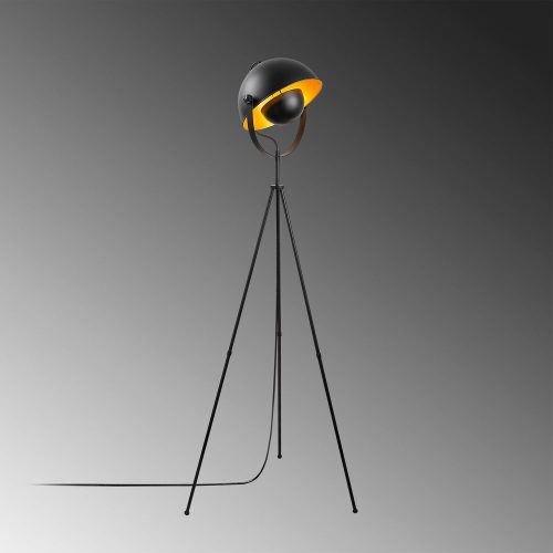 Modern floor lamp with metal housing and cap, black and gold, 62 x 45 x 160 cm | E27 Socket, Max 40W, 200 cm Cable | Stylish lighting for home and office use, elegant, innovative design, IP20 rating