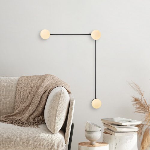 Modern Black Wall Lamp, MDF Body, 60 x 12 x 33 cm, E27 Socket (Max 40W), IP20, Pluggable, Laser-Cut Design, Stylish & Functional Lighting for Any Space
