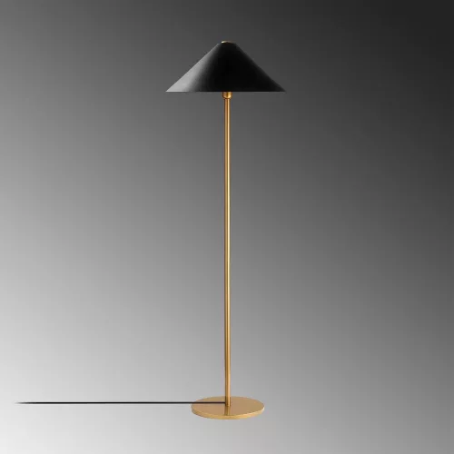Elegant gold floor lamp, 46 x 46 x 150 cm | Metal housing with 40 cm cap, IP20, E27 socket (max. 40W) | Perfect for modern, Scandinavian and hotel decor | Stylish lighting for every space