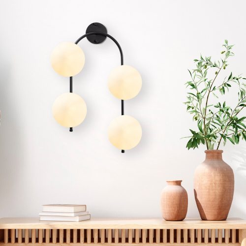 Modern Black Wall Lamp, MDF Body, 60 x 12 x 33 cm, E27 Socket (Max 40W), IP20, Pluggable, Laser-Cut Design, Stylish & Functional Lighting for Any Space