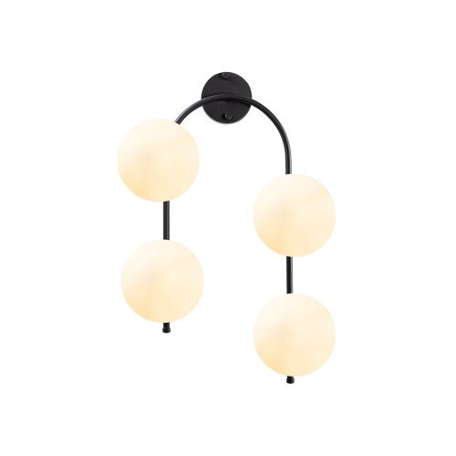 Modern wall lamp with metal body and glass cap, black-cream, 40 x 26 cm | Height: 62 cm, IP20, 4 x E14 Max 15W | Stylish industrial and Scandinavian design for home and office lighting