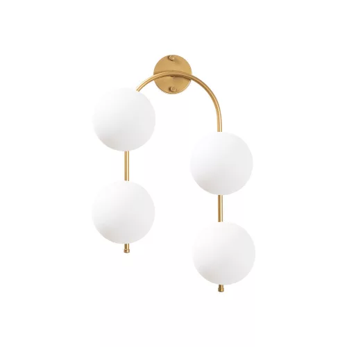 Modern wall lamp with glossy gold finish, height 62 cm | Metal Body & Glass Cap, 40 x 26 cm | 4 x E14 sockets (max. 15 W) | Elegant Scandinavian design for charming interior design