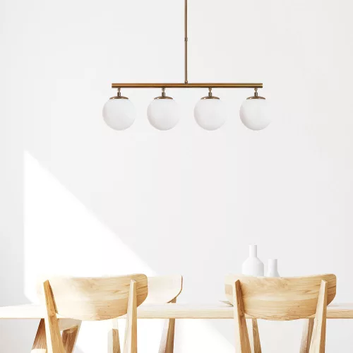 Elegant vintage chandelier, adjustable height 70 x 15 x 43-87 cm, metal body and glass cap, 4 x E14 Max 40 W, copper finish, perfect for modern glam and Scandinavian decor, IP20 rating, stylish lighting solution